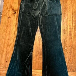 Corduroy Flared Pants in Dark Green